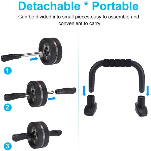 EnterSports Ab Roller Wheel, 6-in-1 Ab Roller Kit with Knee Pad, Resistance Bands, Pad Push Up Bars Handles Grips , Perfect Home Gym Equipment for Men Women Abdominal Exercise - Image 7